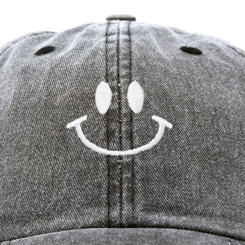 DALIX Smile Baseball Cap Smiling Face Dad Hat Men Women Teens in Black-Vintage