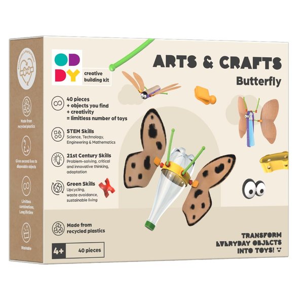 Oddy Arts & Crafts Creative Butterfly Building Kit - Eco-Friendly STEM Toy Set for Kids 4+