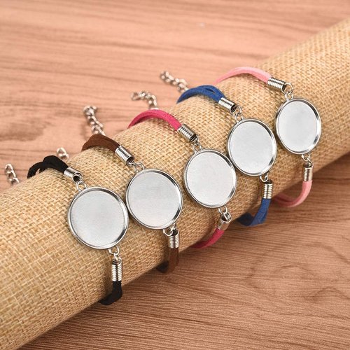 DROLE 40Pcs Bracelet Bezel Settings for Jewelry Making-20Pcs 20mm Silver Color Jewelry Bezel Base Round Cabochon Bezel Tray Blank Bangles Bracelets with 20mm Clear Glass Cabochons Mutil
