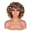SOFUN Short Curly Wigs for Black Women Afro Curly Wig with Bangs Loose Cute Curly Fluffy Wavy Big Bouncy Fluffy Curly Wig(Ombre Blonde)