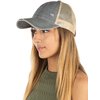 Funky Junque Distressed Trucker Hat - Washed Grey/Beige Mesh