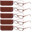 Reading Glasses 5 Pairs Fashion Ladies Readers Spring Hinge with Pattern Print Eyeglasses for Women (5 Pack Purple, 3.5)