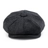BOTVELA Men's 8 Panel Wool Blend Newsboy Flat Cap Herringbone Tweed Hat (Black, 7 3/8)