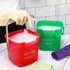 Yaomiao 4 Pcs Cleaning Bucket 3 Quart Small Sanitizing Square Bucket Detergent Pail with Measurements Spout and Handle for Home Commercial Use Restaurant Kitchen Office School (Red, Green)