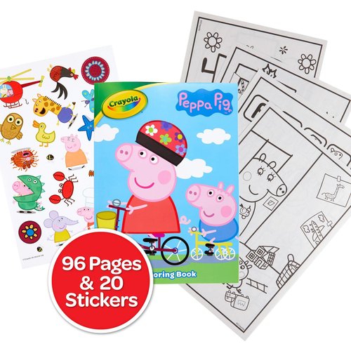 Crayola Peppa Pig Coloring Book with Stickers, Gift for Kids, 96 Pages, Ages 3, 4, 5, 6