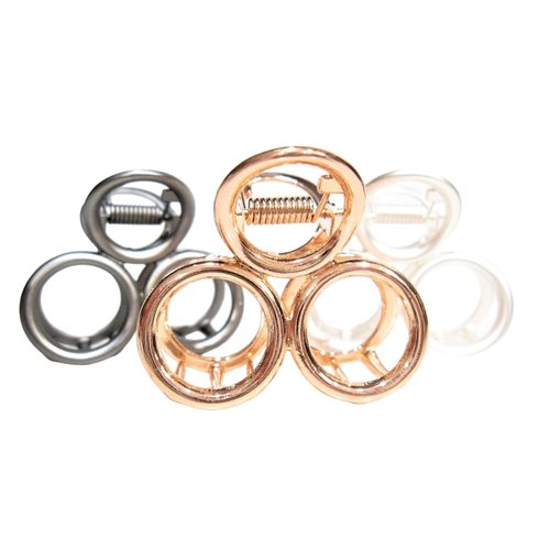 Generic Small/medium rose gold or silver circles metal hair claw clip (Primary color: Silver), 1 Count (Pack of 1)