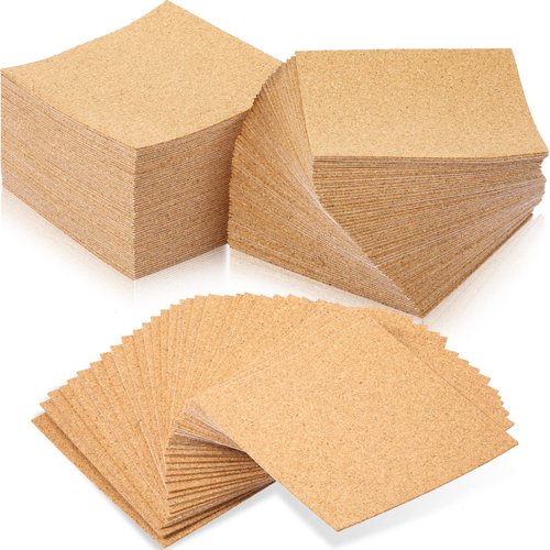 Yalikop 120 Pieces Self Adhesive Cork Sheets 4 x 4 Inches Cork Board Tiles Cork Board Squares Cork Backing Cork Adhesive Sheets Sticky Cork Mat for Cork Coasters and DIY Crafts Supplies(Square)