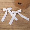 Wave Shaped Hair Bow Clips, Grosgrain hair bows with tails, Ponytail Holder hair Accessories for Kids Girls, White