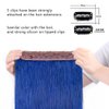 Winsky Hair Extensions Real Human Hair - One Piece Blue Color Remy Hair Extensions Clip on 80gram for Women (18inch, Blue)