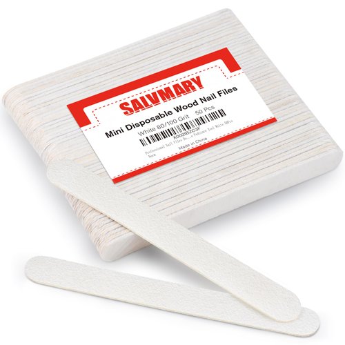 Professional Nail Files Double Sided Emery Board 80/100 Grit for Poly Gel Acrylic Nail Extension Manicure Pedicure Tool White 50Pcs