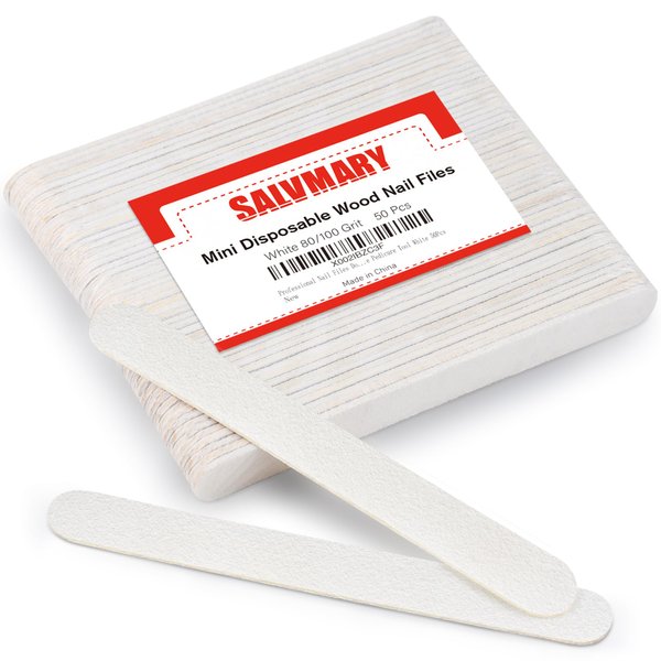Professional Nail Files Double Sided Emery Board 80/100 Grit for Poly Gel Acrylic Nail Extension Manicure Pedicure Tool White 50Pcs
