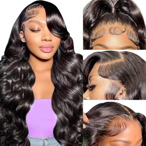 Slinsmei 13x6 Lace Front Wigs Body Wave Synthetic Hair Pre Plucked Heat Resistant Glueless Wigs for Women