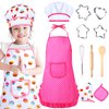 Cunhill Kids Cooking and Baking Set Baking Kit Apron Dress up Chef Costume Kids Aprons for Girls Toddler Chef Hat for Little Girls 2 to 6 Year Old