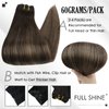 Full Shine Ombre Clip in Hair Extensions Dark Brown Fading to Brown And Ash Brown 2/8/2 Brazilian Human Hair Extensions Lace Double Weft Balayage Brown Remy Hair 3Pcs 50Grams 18 Inch
