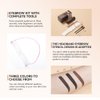 Eyebrow Powder Stencil Concealer Kit,Eyebrow Artifact, Eyebrow Definer Powder Stamp Makeup with 12 Reusable Thin & Thick Brow Stencils,Long Lasting Waterproof for Perfect Brow (#03 Dark brown)