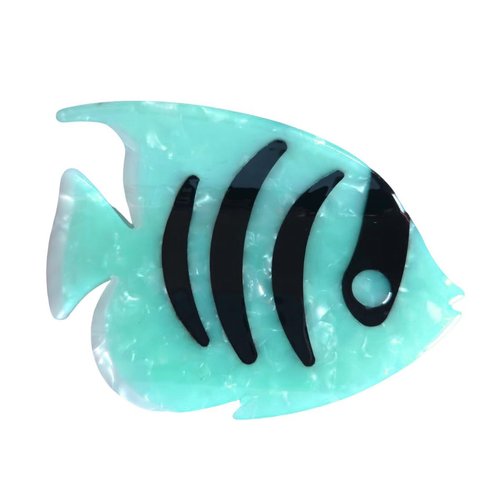 Fantasy Stripe Fish Hair Clip,Acetate Hair Clip,Big Claw Clip for Women,Cyan