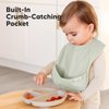3-Pack Waterproof Baby Bibs for Eating - Lightweight Baby Bib with Food Catcher, Mess Proof Toddler Bibs, Waterproof Bibs for Baby Boys, Baby Girls, Feeding Bibs, Drool Bibs, Baby Food Bibs (Ocean)