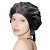 OLESILK Silk Bonnet Silk Hair Wrap for Sleeping Bonnet for Women, Double Layer Reversible Adjustable Hair Wrap for Curly Frizzy Hair, Black