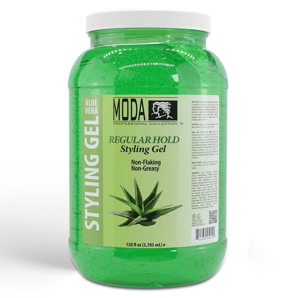 MODA Regular Hold Styling Gel - With Glycerin, Keratin, Panthenol, Collagen Amino Acids, Jojoba Oil, and Vitamin E Long-Lasting Hold for All Hair Types - 128Oz