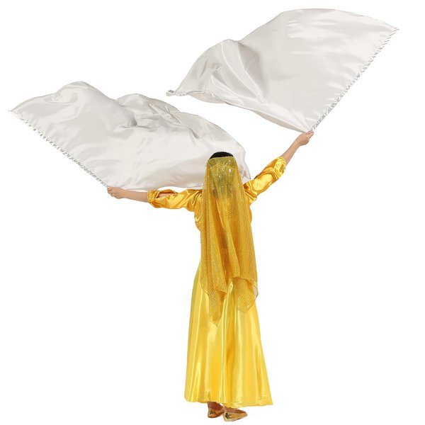 MUNAFIE Elliptic Worship Flags for Dance Praise Church Flags for Worship Banderas de Danza Silver