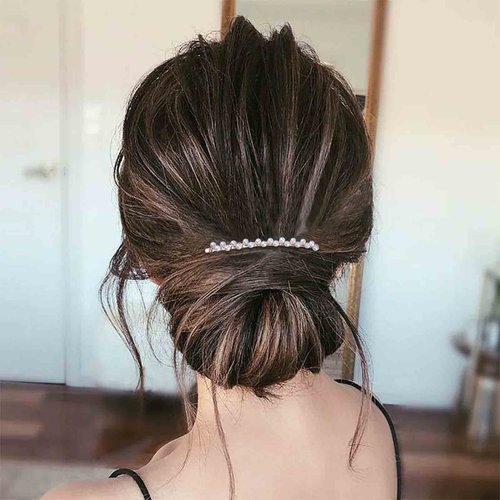 Allereyae Pearl Hair Comb Barrette Pearl Hair Barrette Comb Faux Pearl Wedding Headpieces French Pearl Head Comb Clip Decorative Headwear Bride Hair Accessories for Women and Girls (Style C)