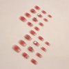 Gifiky Short Gradient False Nails Square Press on Nails Pearls Nails Tips Full Cover Butterfly Fake Nails for Women and Girls 24Pcs