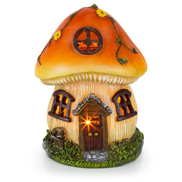 VP Home Mushroom Fairy House Solar Light for Home and Outdoor Decor Mushroom House Solar Powered Flickering LED Garden Light Fairy House Backyard Halloween Decoration