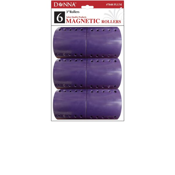DONNA Magnetic Rollers 3"(D) 6PCS Foam Hair Rollers Hair Curlers Hair Clips for Hairdressing Styling Heatless Hair Curler PLUM