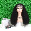 Curly Headband Wig Human Hair Wigs for Black Women - Brazilian Virgin Hair Kinky Curly Wig Headband - Glueless None Lace Front Wigs Human Hair 150% Density Natural Black (24 Inch)