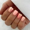 Extra Short Press on Nails Square Orange Glitter Fake Nails Cute Petite Acrylic Nails Decorations French False Nails with Design Artificial Full Cover Glue on Nails for Women Reusable Nails Kit 24Pcs