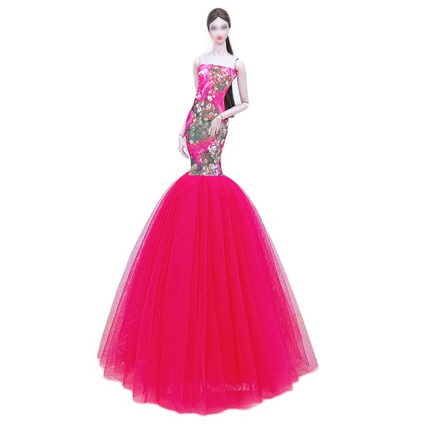 Fashion Princess Wedding Dress Party Gown Clothes for 11.5inch Doll Fishtail Dresses 1:6 Dolls Accessories (Style I)