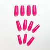 Hot Pink Press On Nails Medium Long Square,Xcreando Medium Glue on Nails Coffin Perfect Fake Nails with Pure Color Natural Spring Nails Salon Press-on Feature Glossy Shade for Women