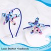 Starfish Headbands Laser Sea Star Hair Band Dark Blue Glitter Mermaid Scale Hair Hoop Non Slip Hair Accessories for Women Girls Head Wear Gifts
