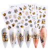 Fall Nail Stickers Autumn Maple Leaves Nail Decals Thanksgiving 3D Nail Art Supplies 9PCS Gold Maple Leaf Butterfly Abstract Face Rose Self-Adhesive Nail Art Stickers for Women Nail Decorations
