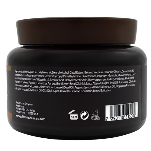 Gold Series Treatment Mask – Deep Hydrating Argan Oil Hair Mask for Dry Damaged, Color Treated and Curly Hair Enriched with Keratin – Sulfate Free Natural Hair Repair Treatment, 18.6oz