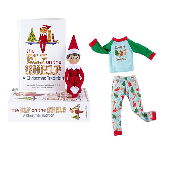 The Elf On The Shelf Christmas Tradition Box Set with Elf (Blue Eye), Story Book AND Yummy Cookies PJ's Claus Couture Accessory (Multi-Item BUNDLE)