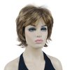 Lydell Short Layered Shaggy Wavy Full Synthetic Wigs (V6 Light Reddish Brown with Blonde Highlight)