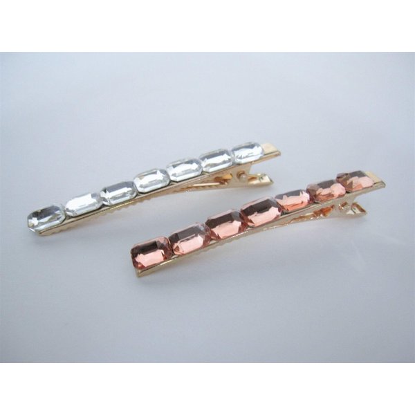 Generic 2 1/4 inch smaller clear or amber crystal alligator hair clip for fine thin (Primary color: Clear)