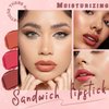 HOSAILY 3 Colors Lipstick Set, Hydrating Tinted Lip Balm with Natural Formula, Fruity Moisturizing Pigmented Matte Lipstick, Long Lasting Waterproof Non-Stick Cup Lip Stain Vivid Lip Makeup, 01+04+05