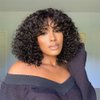 NICMISS Short Curly Bob Wig Human Hair with Bangs Glueless Bob Wigs for Black Women 180% Density Brazilian Bob Wig with Bangs Human Hair Machine Made Black