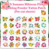 HOWAF 72PCS Hibiscus Glitter Tattoos Hawaii Flower Temporary Tattoos for Aloha Party Decoration, Summer Flower Face Tattoos, Hibiscus Flowers Fake Tattoos Stickers for Kids Women Hawaiian Party Favors
