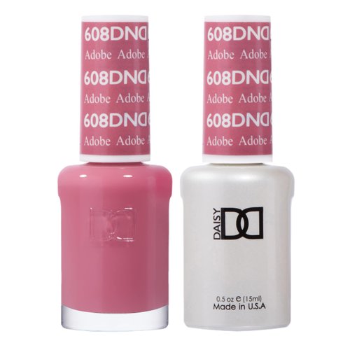 DND Gel Polish Set - 1 each of Pink Gel Polish and Pink Nail Polish, 608 Adobe, 0.5 Fl Oz