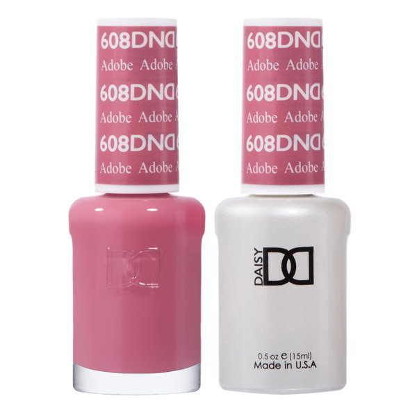 DND Gel Polish Set - 1 each of Pink Gel Polish and Pink Nail Polish, 608 Adobe, 0.5 Fl Oz