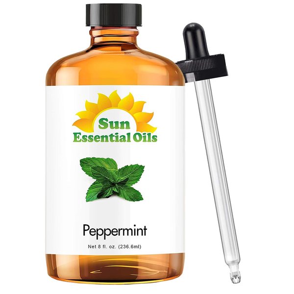 Sun Essential Oils 8oz - Peppermint Essential Oil - 8 Fluid Ounces - Aromatherapy Essential Oils - Peppermint Essential Oil for Diffuser - Mint Essential Oil