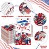 100 Pcs 4th of July Napkins Decorations, Disposable Vase Flower Patriotic Memorial Paper Guest Napkins, Red White and Blue Decorative Hand Towels for Independence Veterans Memorial Day Party Supplies