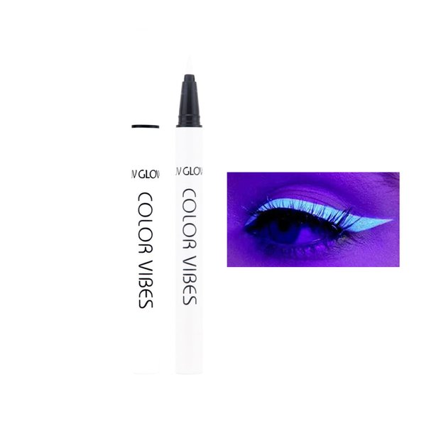 Wismee UV Glow Neon Liquid Eyeliner, Matte Colored Eyeliners Pen, Rainbow Colorful Neon Eyeliner Pencil Pigmented Waterproof Smudgeproof Long Lasting Eye Liner for Halloween Christmas Makeup (White)