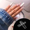 KOXXIAMOQ 240 Pcs Square Nail Tips, Clear Extra Long Clear Nail Tips for Acrylic Nails, No C Curve Tapered Square Full Cover Nail Tips, Press on Nail Tips Traceless for Nail Extension Tips DIY (clear)