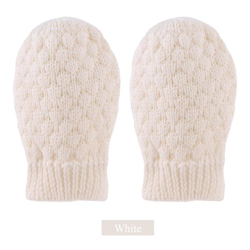 Baby Knit Mittens Toddler Boys Girls Gloves Winter Infant Newborn No Scratch Mitten 0-3 Years (White, 0-1 Years)