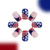 Rilafuvu 4th of July Press on Nails Short Fake Nails Square with USA Patriotic Design Glue on Nails American Stars and Stripes Glitter Acrylic Nails Fourth of July Nails for Women Girls 24Pcs