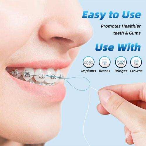Kuvvfe Floss Threaders,Deep Clean Floss for Braces, Bridges, Implants|200Count (Pack of 4)